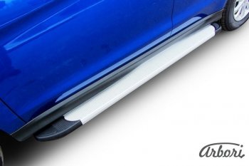 10 979 р. Порожки для ног Arbori Optima Silver  Mitsubishi ASX (2013-2016) 1-ый рестайлинг  с доставкой в г. Чебоксары. Увеличить фотографию 2