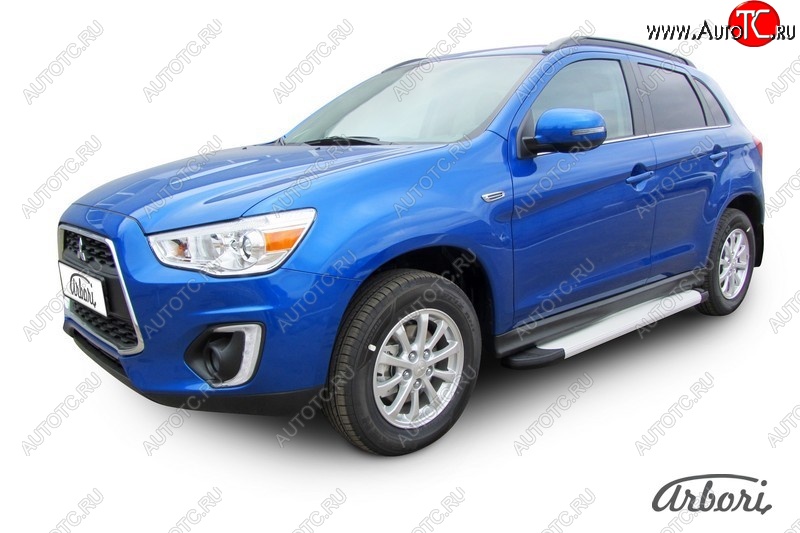 10 979 р. Порожки для ног Arbori Optima Silver  Mitsubishi ASX (2013-2016) 1-ый рестайлинг  с доставкой в г. Чебоксары