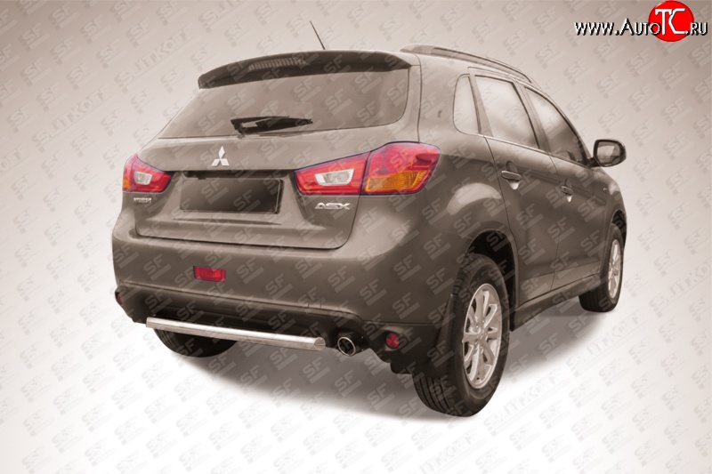 9 999 р. Защита заднего бампера из короткой трубы диаметром 57 мм Slitkoff  Mitsubishi ASX (2013-2016) 1-ый рестайлинг (Нержавейка, Полированная)  с доставкой в г. Чебоксары