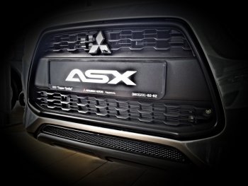 3 499 р. Сетка в воздухозаборник бампера Arbori (15 мм)  Mitsubishi ASX (2010-2012) дорестайлинг (Черная)  с доставкой в г. Чебоксары. Увеличить фотографию 2