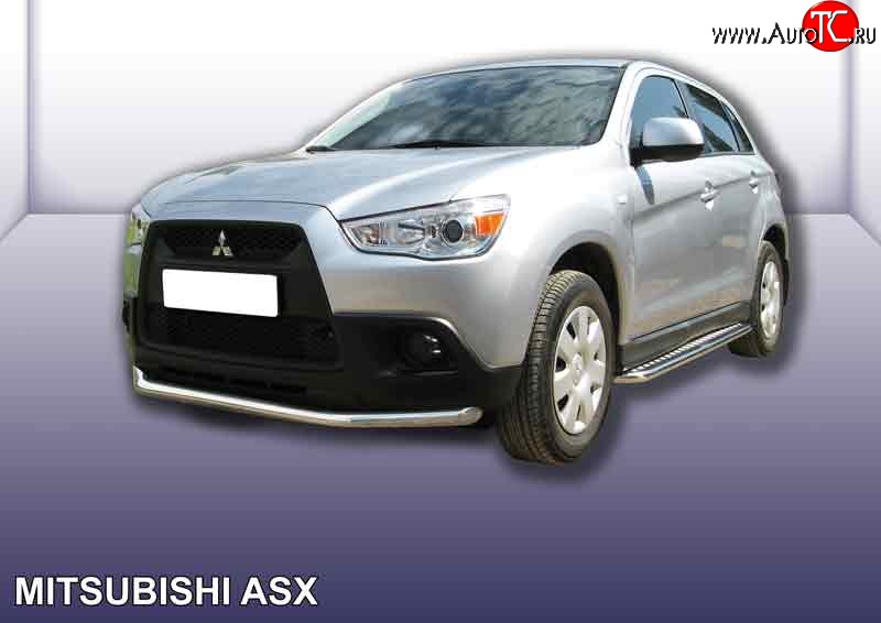 13 499 р. Одинарная защита переднего бампера из трубы диаметром 57 мм Slitkoff  Mitsubishi ASX (2010-2012) дорестайлинг (Нержавейка, Полированная)  с доставкой в г. Чебоксары