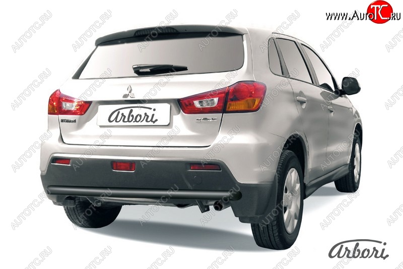 6 389 р. Защита заднего бампера Arbori (черная, 1 труба d57 mm). Mitsubishi ASX дорестайлинг (2010-2012)  с доставкой в г. Чебоксары