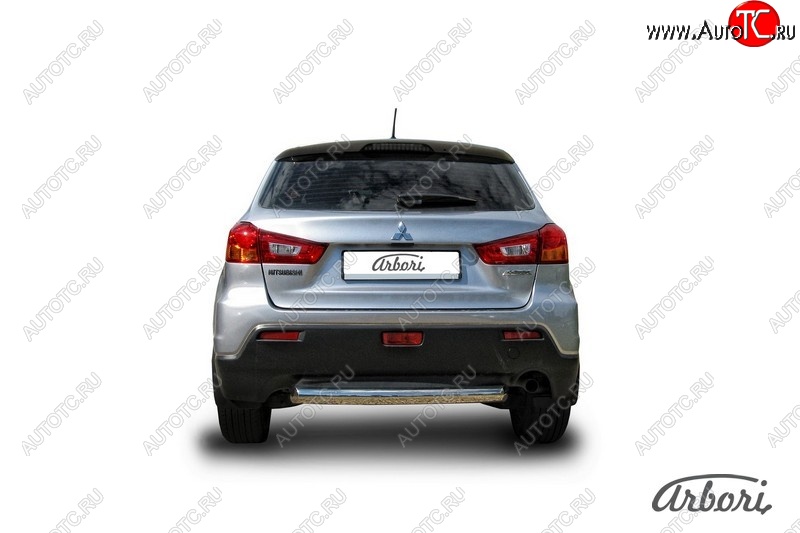 10 772 р. Защита заднего бампера Arbori (короткая, нержавейка, 1 труба d57 mm). Mitsubishi ASX дорестайлинг (2010-2012)  с доставкой в г. Чебоксары