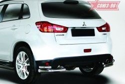 Двойная защита заднего бампера из боковых уголков (d60х42) Souz-96 Mitsubishi ASX (2013-2016) 1-ый рестайлинг
