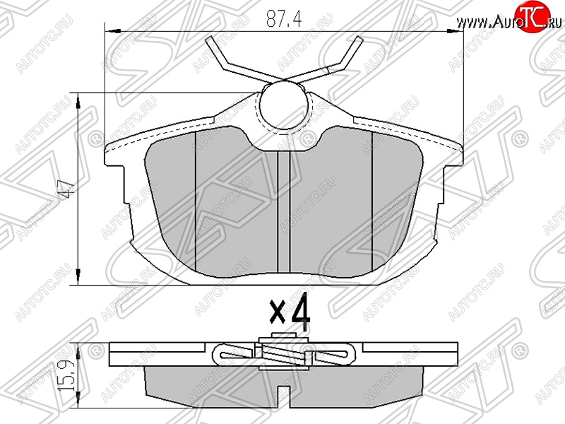 769 р. Колодки тормозные SAT (задние) Mitsubishi Colt Z20, Z30 хэтчбэк 3 дв. дорестайлинг (2002-2009)  с доставкой в г. Чебоксары