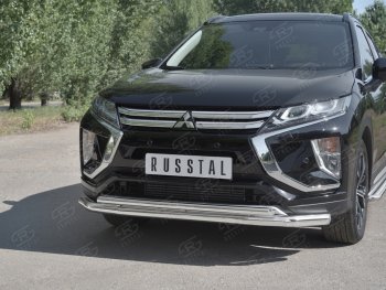 18 449 р. Защита переднего бампера (2 трубы Ø63 и 42 мм, нержавейка) SLITKOFF  Mitsubishi Eclipse Cross  GK (2017-2021) дорестайлинг  с доставкой в г. Чебоксары. Увеличить фотографию 4