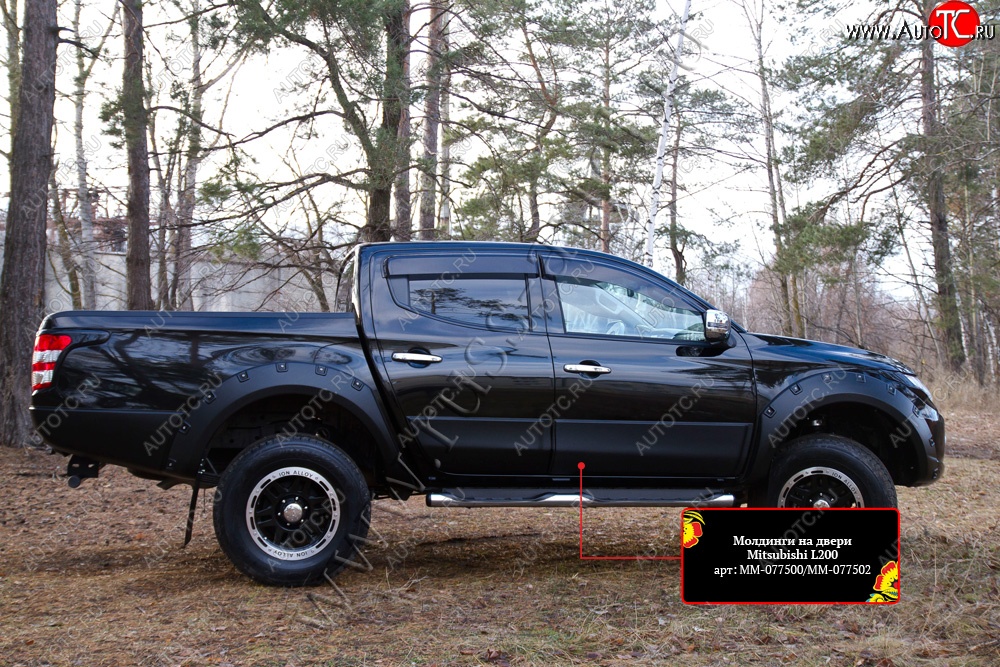 3 999 р. Молдинг двери RA (передний левый)  Mitsubishi L200  5 KK,KL (2015-2019) дорестайлинг (Поверхность глянец (под окраску), Неокрашенные)  с доставкой в г. Чебоксары