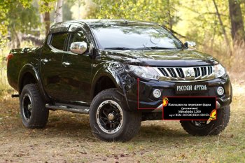 1 799 р. Накладки на фары (реснички) RA  Mitsubishi L200  5 KK,KL (2015-2019) дорестайлинг (Неокрашенные)  с доставкой в г. Чебоксары. Увеличить фотографию 2