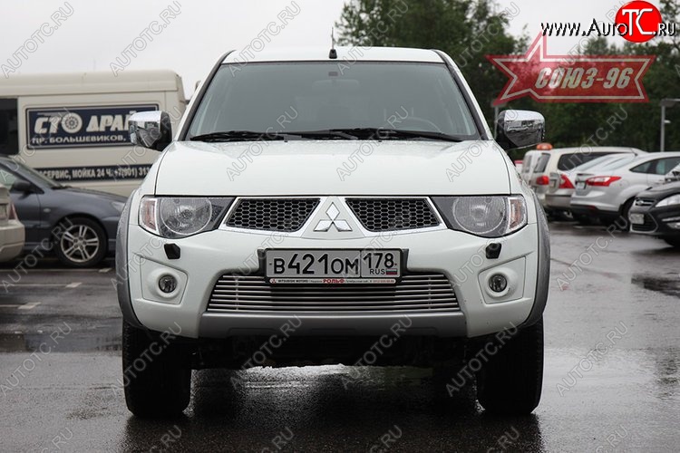 5 129 р. Декоративный элемент воздухозаборника Souz-96 (d10)  Mitsubishi L200  5 KK,KL (2015-2019) дорестайлинг  с доставкой в г. Чебоксары