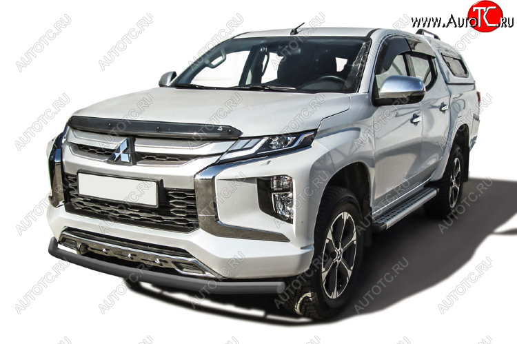 10 399 р. Защита переднего бампера Slitkoff (Ø 57 мм)  Mitsubishi L200  5 KK,KL (2018-2022) рестайлинг (Сталь с полимерным покрытием. Цвет: серебристый)  с доставкой в г. Чебоксары