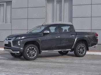 18 599 р. Защита переднего бампера (Ø 63 мм, нержавейка) SLITKOFF  Mitsubishi L200  5 KK,KL (2018-2022) рестайлинг  с доставкой в г. Чебоксары. Увеличить фотографию 3