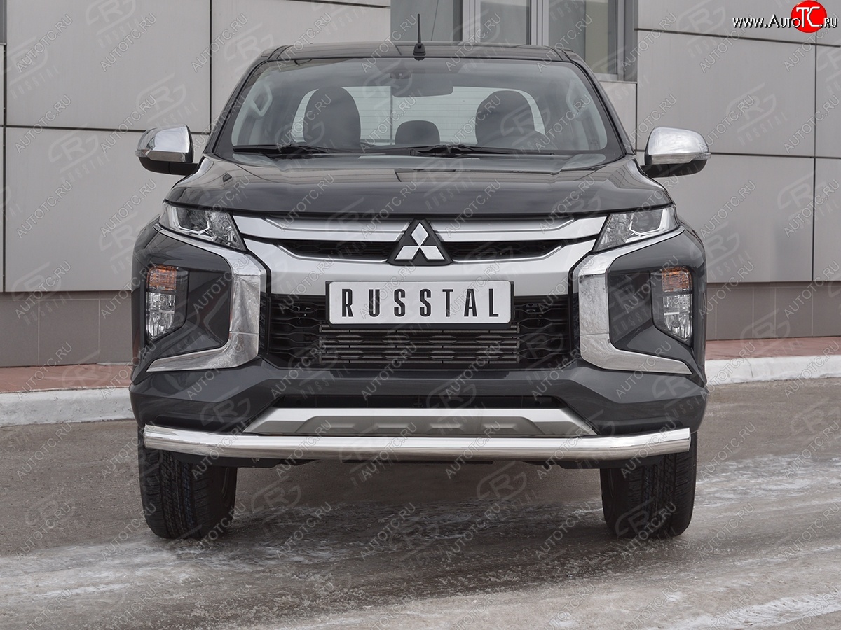 19 999 р. Защита переднего бампера (Ø 76 мм, нержавейка) SLITKOFF  Mitsubishi L200  5 KK,KL (2018-2022) рестайлинг  с доставкой в г. Чебоксары