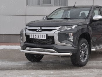 19 999 р. Защита переднего бампера (Ø 76 мм, нержавейка) SLITKOFF  Mitsubishi L200  5 KK,KL (2018-2022) рестайлинг  с доставкой в г. Чебоксары. Увеличить фотографию 2