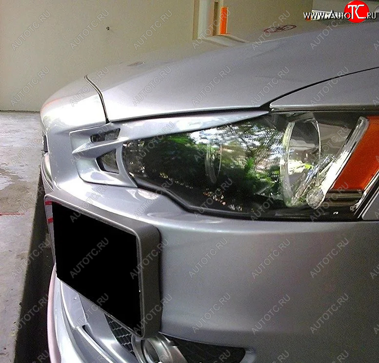 949 р. Реснички на фары KURAJ (Scorpion) Mitsubishi Lancer 10 CY седан дорестайлинг (2007-2010) (Неокрашенные)  с доставкой в г. Чебоксары