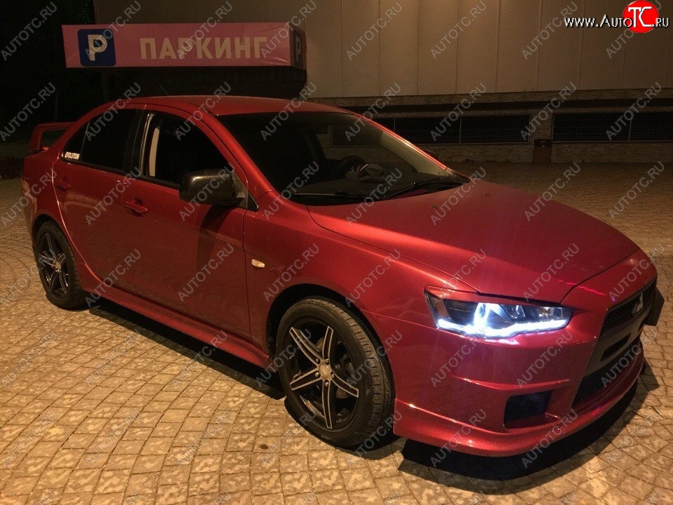 579 р. Реснички на фары Style Mitsubishi Lancer 10 CY седан дорестайлинг (2007-2010) (Неокрашенные)  с доставкой в г. Чебоксары