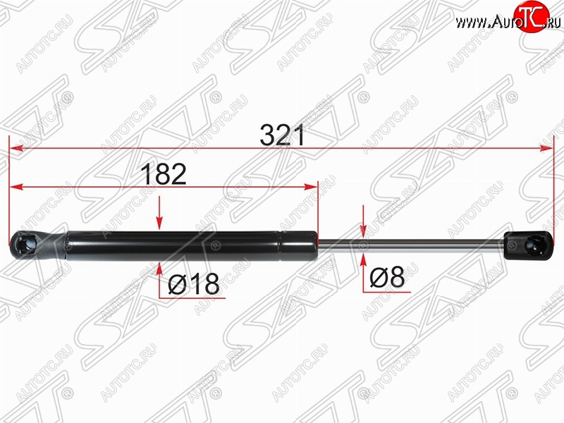 469 р. Газовый упор крышки багажника SAT  Mitsubishi Lancer  10 CY (2007-2017) седан дорестайлинг, хэтчбэк дорестайлинг, седан рестайлинг, хэтчбек 5 дв рестайлинг  с доставкой в г. Чебоксары