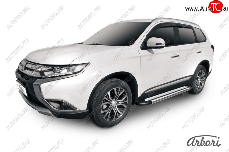 21 999 р. Порожки для ног Arbori Luxe Silver  Mitsubishi Outlander  GF (2015-2018) 2-ой рестайлинг  с доставкой в г. Чебоксары