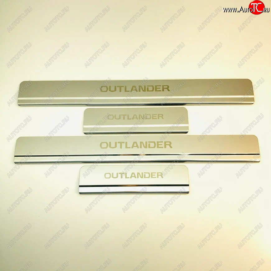 2 199 р. Накладки порожков салона INOX Mitsubishi Outlander GF 2-ой рестайлинг (2015-2018) (Нержавеющая сталь)  с доставкой в г. Чебоксары
