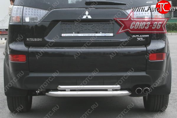 11 879 р. Двойная защита заднего бампера Souz-96 (d60/42)  Mitsubishi Outlander  XL (2005-2009) (CW)  дорестайлинг  с доставкой в г. Чебоксары