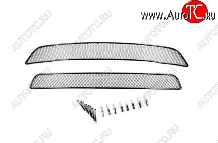 4 599 р. Сетка в воздухозаборник бампера Arbori (10 мм)  Mitsubishi Outlander  GF (2012-2014) дорестайлинг (Хром)  с доставкой в г. Чебоксары