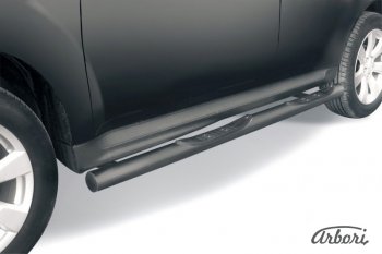 Защита штатных порогов Arbori (с проступью, черная, d76 mm). Mitsubishi Outlander  XL (2010-2013) (CW)  рестайлинг