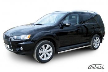 Защита штатных порогов Arbori (нержавейка, d57 mm). Mitsubishi Outlander  XL (2010-2013) (CW)  рестайлинг