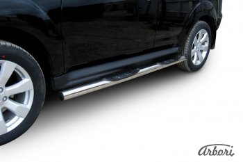 Защита штатных порогов Arbori (нержавейка, d76 mm). Mitsubishi Outlander  XL (2010-2013) (CW)  рестайлинг