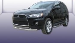 Одинарная защита переднего бампера диаметром 76 мм Slitkoff Mitsubishi Outlander  XL (2010-2013) (CW)  рестайлинг