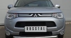 14 999 р. Одинарная защита переднего бампера диаметром 76 мм SLITKOFF  Mitsubishi Outlander  GF (2012-2014) дорестайлинг  с доставкой в г. Чебоксары. Увеличить фотографию 3