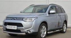 14 999 р. Одинарная защита переднего бампера диаметром 76 мм SLITKOFF  Mitsubishi Outlander  GF (2012-2014) дорестайлинг  с доставкой в г. Чебоксары. Увеличить фотографию 4