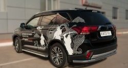 14 449 р. Одинарная защита заднего бампера из трубы с угловатыми сгибами диаметром 63 мм SLITKOFF  Mitsubishi Outlander  GF (2014-2016) 1-ый рестайлинг  с доставкой в г. Чебоксары. Увеличить фотографию 4