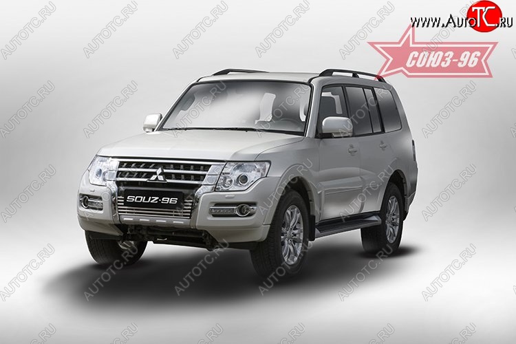 3 914 р. Декоративный элемент воздухозаборника Souz-96 нержавеющая сталь  Mitsubishi Pajero  4 V90 (2014-2020) 2-ой рестайлинг (Хром загл. d16)  с доставкой в г. Чебоксары