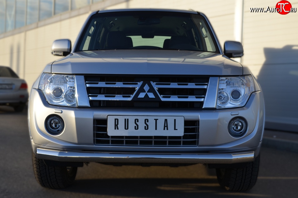 17 599 р. Одинарная защита переднего бампера диаметром 76 мм SLITKOFF  Mitsubishi Pajero ( 4 V90,  4 V80) (2011-2015) 1-ый рестайлинг, 3 дв. 1-ый рестайлинг  с доставкой в г. Чебоксары