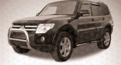 Усиленная низкая защита переднего бампера из трубы диаметром 76 мм Slitkoff Mitsubishi Pajero ( 4 V90,  4 V80) (2006-2015) дорестайлинг, 1-ый рестайлинг, 3 дв. 1-ый рестайлинг