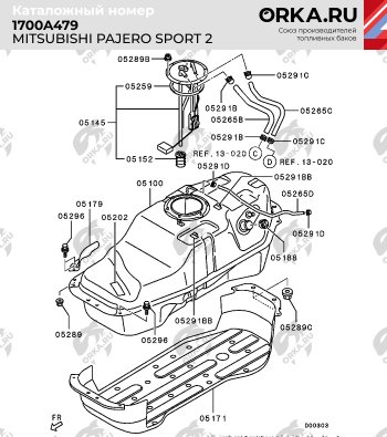 19 799 р. Бак топливный BAKPLAST (70 л., пластиковый) Mitsubishi Pajero Sport PB дорестайлинг (2008-2013)  с доставкой в г. Чебоксары. Увеличить фотографию 4