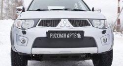 1 399 р. Зимняя заглушка решетки переднего бампера РА  Mitsubishi Pajero Sport  PB (2008-2013) дорестайлинг  с доставкой в г. Чебоксары. Увеличить фотографию 2