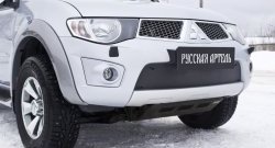 1 399 р. Зимняя заглушка решетки переднего бампера РА  Mitsubishi Pajero Sport  PB (2008-2013) дорестайлинг  с доставкой в г. Чебоксары. Увеличить фотографию 3