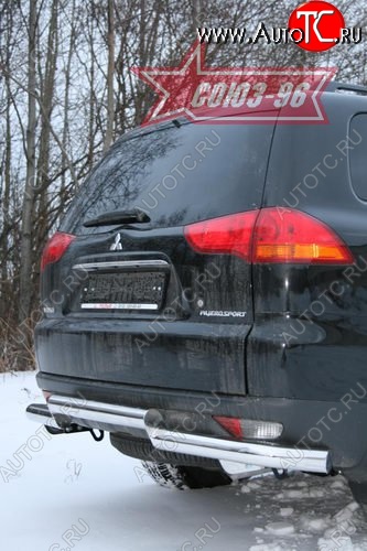 16 469 р. Двойная защита заднего бампера от Souz-96 d76x76 Mitsubishi Pajero Sport PB дорестайлинг (2008-2013)  с доставкой в г. Чебоксары