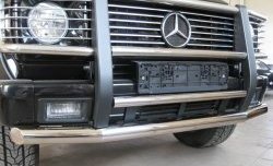 Защита переднего бампера (2 трубы Ø63 и 42 мм, нержавейка) SLITKOFF Mercedes-Benz G class  W463 (1989-1994) 5 дв. дорестайлинг