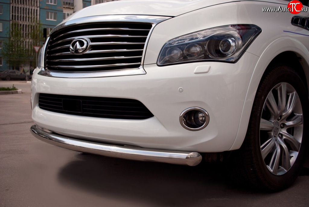 16 899 р. Одинарная защита переднего бампера SLITKOFF 76 мм  INFINITI QX56  Z62 (2010-2013) (Неокрашенный)  с доставкой в г. Чебоксары