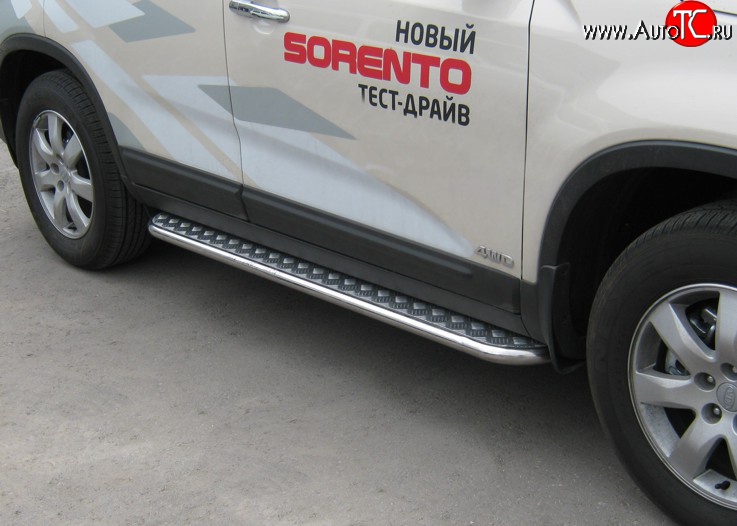 24 649 р. Широкая защита порогов SLITKOFF  KIA Sorento  XM (2009-2012) дорестайлинг  с доставкой в г. Чебоксары
