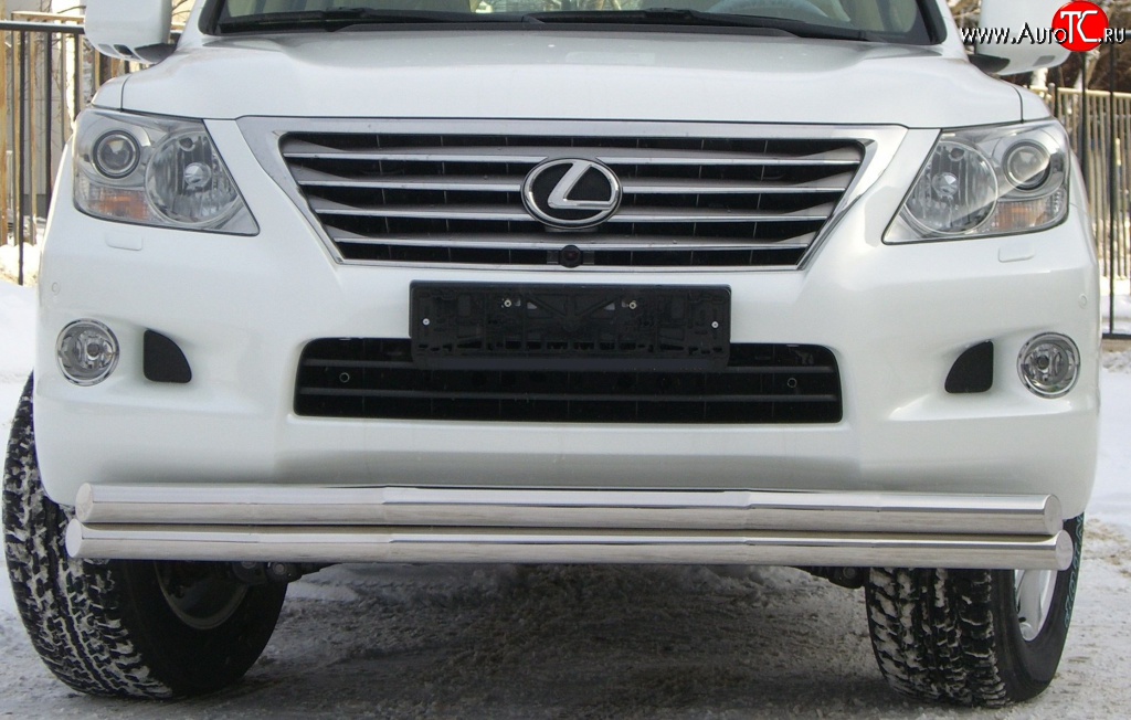 23 999 р. Защита переднего бампера (2 трубыØ70 мм, нержавейка) SLITKOFF Lexus LX570 J200 дорестайлинг (2007-2012)  с доставкой в г. Чебоксары