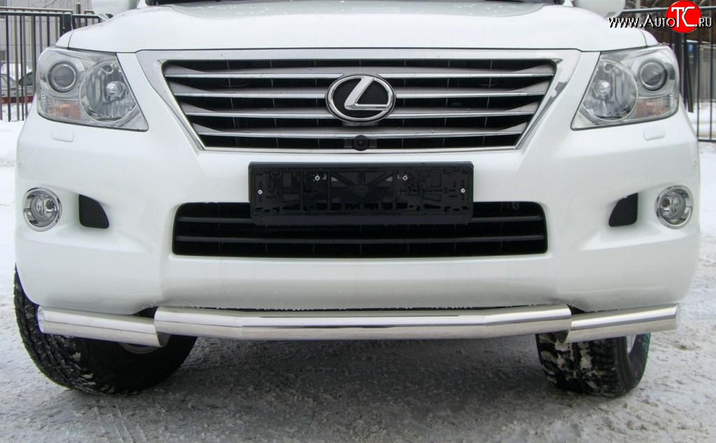 18 999 р. Защита переднего бампера (Ø70 мм ступень, нержавейка) SLITKOFF Lexus LX570 J200 дорестайлинг (2007-2012)  с доставкой в г. Чебоксары