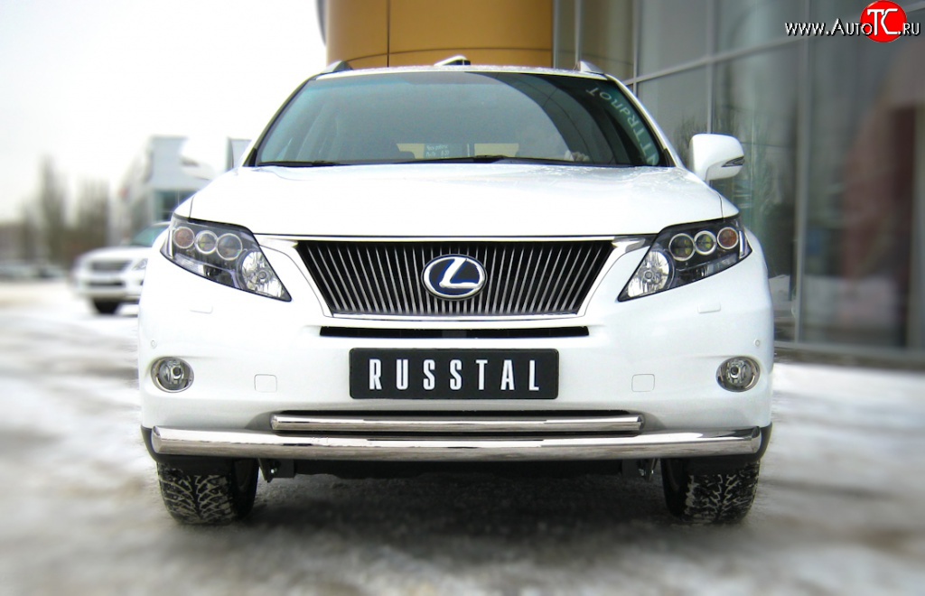 14 299 р. Защита переднего бампера (2 трубыØ76 и 42 мм, нержавейка) SLITKOFF Lexus RX450H AL10 дорестайлинг (2009-2012)  с доставкой в г. Чебоксары