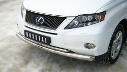 14 299 р. Защита переднего бампера (2 трубыØ76 и 42 мм, нержавейка) SLITKOFF Lexus RX450H AL10 дорестайлинг (2009-2012)  с доставкой в г. Чебоксары. Увеличить фотографию 2