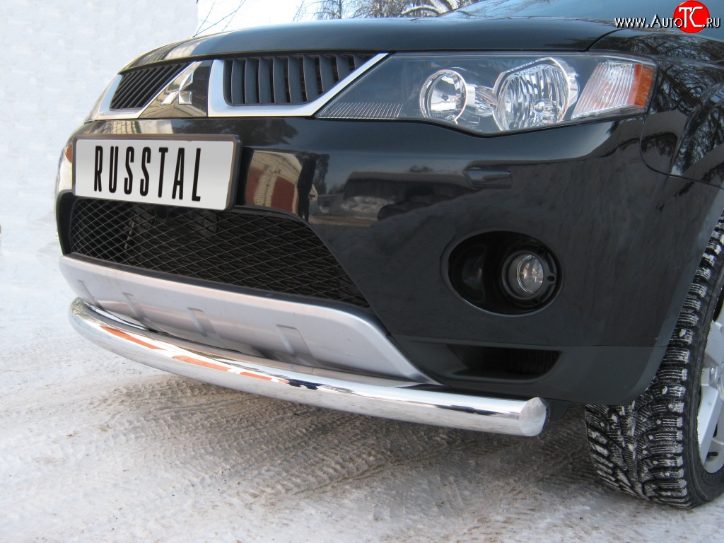 20 449 р. Одинарная защита переднего бампера SLITKOFF диаметром 76 мм  Mitsubishi Outlander  XL (2005-2009) (CW)  дорестайлинг  с доставкой в г. Чебоксары