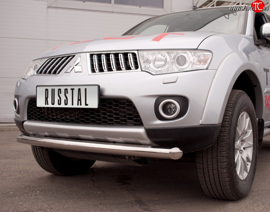 17 699 р. Одинарная защита переднего бампера SLITKOFF диаметром 76 мм  Mitsubishi Pajero Sport  PB (2008-2013) дорестайлинг  с доставкой в г. Чебоксары