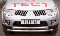 17 699 р. Одинарная защита переднего бампера SLITKOFF диаметром 76 мм  Mitsubishi Pajero Sport  PB (2008-2013) дорестайлинг  с доставкой в г. Чебоксары. Увеличить фотографию 2
