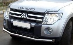Одинарная защита переднего бампера SLITKOFF диаметром 76 мм Mitsubishi Pajero ( 4 V90,  4 V80) (2006-2011) дорестайлинг