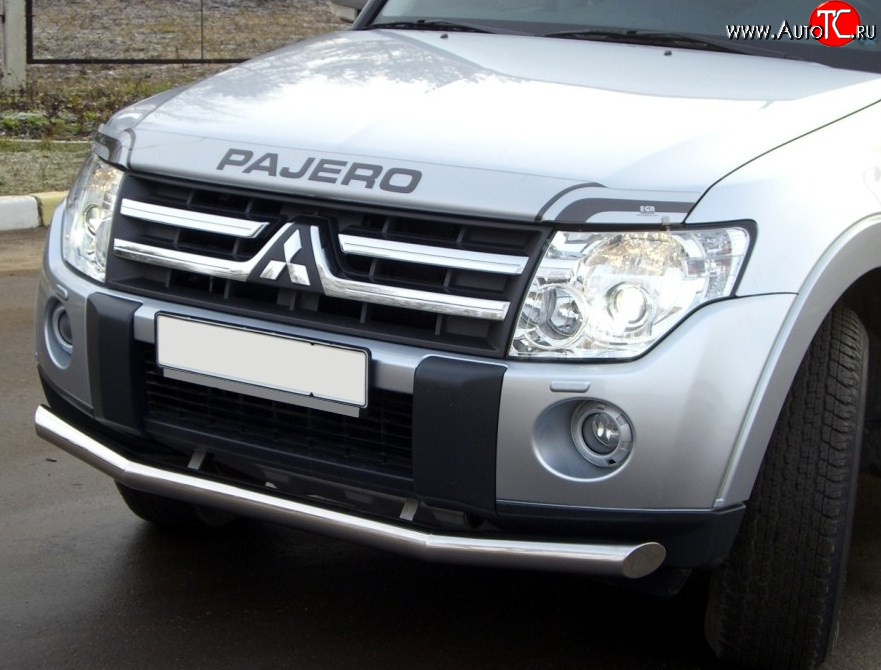 16 999 р. Одинарная защита переднего бампера SLITKOFF диаметром 76 мм  Mitsubishi Pajero ( 4 V90,  4 V80) (2006-2011) дорестайлинг  с доставкой в г. Чебоксары